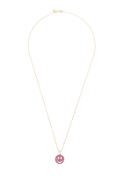Happy Face Medium Pendant Necklace, 14k Yellow Gold & Rubies